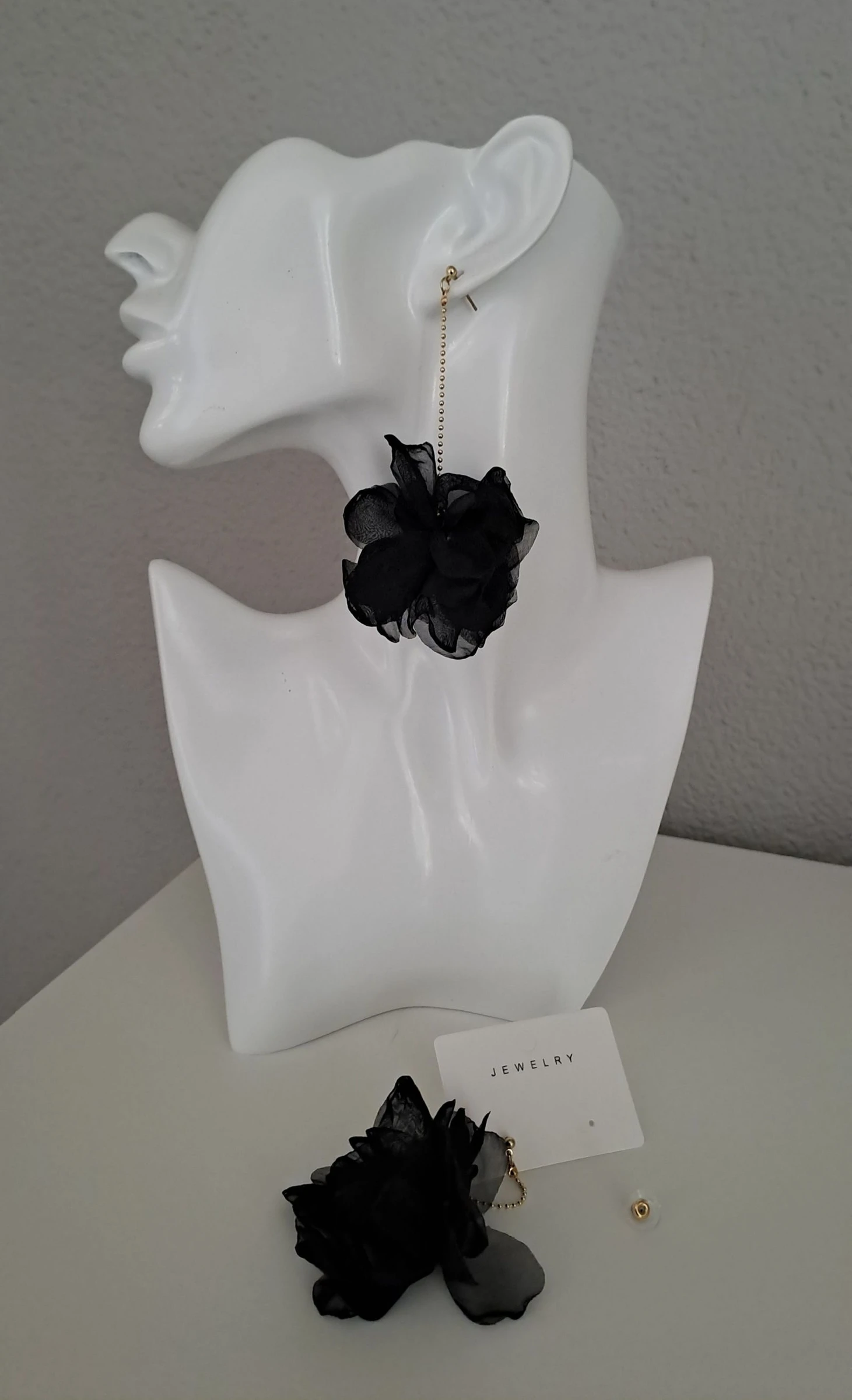 Brincos de pendente de chiffon preto – photo 2